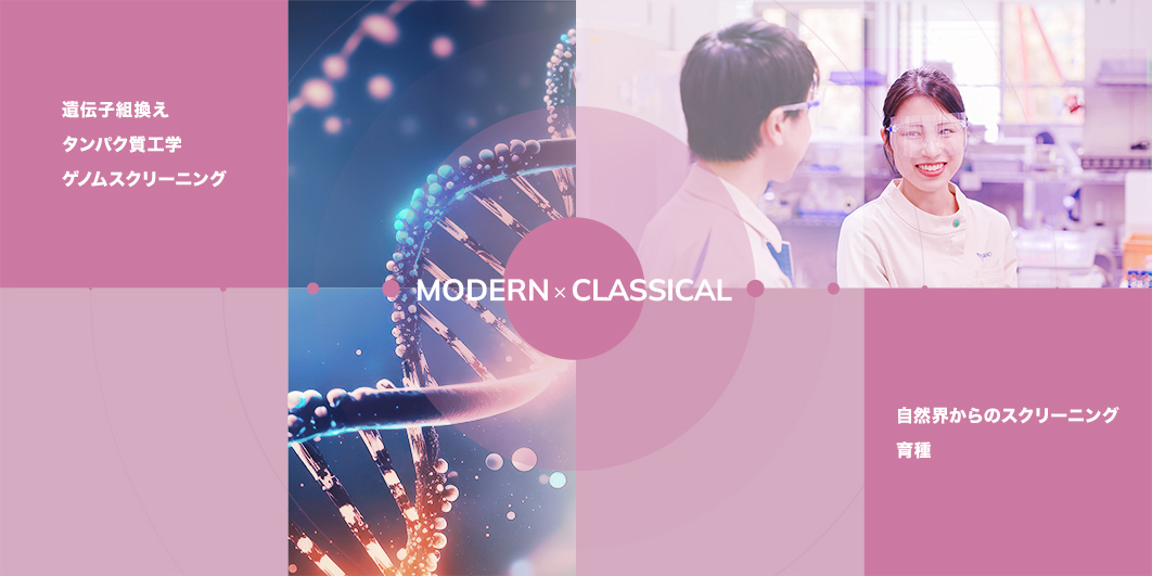 MODERN×CLASSICAL 遺伝子組み換え タンパク質工学 ゲノムスクリーニング 自然界からのスクリーニング 育種