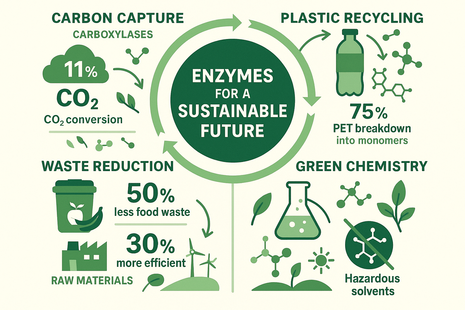 Enzyme sustainability benefits infographic
